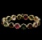 35.00 ctw Multi-Color Tourmaline and Diamond Bracelet - 14KT Yellow Gold