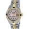 Rolex Ladies 2 Tone 14K Pink MOP Diamond & Sapphire String Datejust Wristwatch
