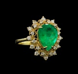 3.65 ctw Emerald and Diamond Ring - 14KT Yellow Gold