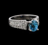 2.25 ctw Blue Zircon and Diamond Ring - 18KT White Gold