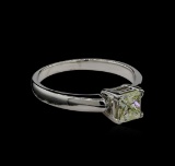 0.70 ctw Light Yellow Diamond Solitaire Ring - 14KT White Gold