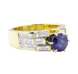 3.08 ctw Sapphire And Diamond Ring - 18KT Yellow Gold
