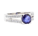2.35 ctw Sapphire And Diamond Ring - 14KT White Gold