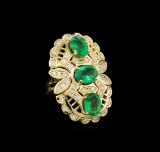 4.70 ctw Emerald and Diamond Ring - 14KT Yellow Gold