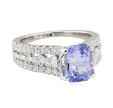 3.13 ctw Sapphire and Diamond Ring - 14KT White Gold