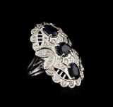 14KT White Gold 3.54 ctw Sapphire and Diamond Ring