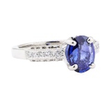 2.16 ctw Sapphire And Diamond Ring - 18KT White Gold