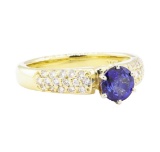 1.27 ctw Sapphire And Diamond Ring - 18KT Yellow Gold