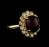 14KT Yellow Gold 7.61 ctw Ruby and Diamond Ring