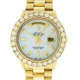 Rolex Mens 18K Yellow Gold 4.0 ctw Diamond Day Date President Wristwatch With Bo