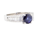 2.60 ctw Sapphire And Diamond Ring - 18KT White Gold