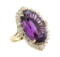 43.00 ctw Amethyst And Diamond Ring - 10KT Yellow Gold
