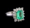 2.90 ctw Emerald and Diamond Ring - 14KT White Gold