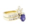 1.73 ctw Sapphire And Diamond Ring And Band - 14KT Yellow Gold