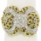 18K Two Tone Gold 0.45 ctw Single Cut Diamond Open Work Dome Cocktail Ring