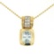14K Yellow Gold 2.25 ctw Emerald Cut RICH Aquamarine and Diamond Pendant w/ 16