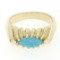 14k Gold Ribbed Marquise Cabochon Robin Egg Turquoise Solitaire Ring