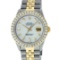 Rolex Mens 2 Tone Mother Of Pearl 3 ctw Channel Set Diamond Datejust Wristwatch