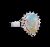 3.15 ctw Opal and Diamond Ring - 14KT White Gold