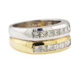 1.30 ctw Diamond Double Band - 14KT Yellow and White Gold