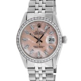 Rolex Mens Stainless Steel Baguette Diamond 36MM Datejust Wristwatch