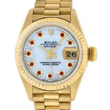 Rolex Ladies 18K Yellow Gold Mother Of Pearl Ruby Datejust President Wristwatch