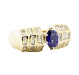 1.76 ctw Sapphire And Diamond Ring - 14KT Yellow Gold