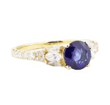 2.21 ctw Sapphire And Diamond Ring - 14KT Yellow Gold