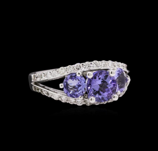 1.84 ctw Tanzanite and Diamond Ring - 14KT White Gold