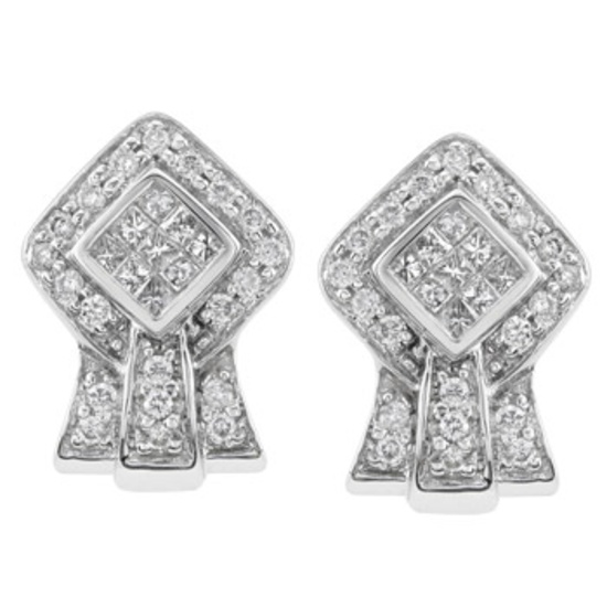 14k White Gold 0.50CTW Diamond Earrings, (SI3/G-H)