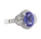 2.88 ctw Tanzanite and Diamond Ring - 14KT White Gold