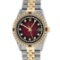 Rolex Mens 2 Tone 14K Lugs Red Vignette Diamond String & Ruby Datejust Wristwatc