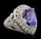 14KT White Gold 9.78 ctw Tanzanite and Diamond Ring