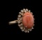 9.15 ctw Coral and Diamond Ring - 14KT Rose Gold