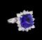 14KT White Gold GIA Certified 7.53 ctw Tanzanite and Diamond Ring