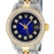 Rolex Ladies 2 Tone 14K Blue Vignette VS Diamond Datejust Wristwatch