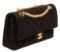 Chanel Black Quilted Fabric Double Flap Shoulder Handbag