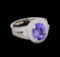 2.97 ctw Tanzanite and Diamond Ring - 14KT White Gold