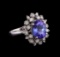 4.35 ctw Tanzanite and Diamond Ring - 14KT White Gold