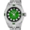 Rolex Ladies Stainless Steel  Green Vignette Diamond Lugs & Emerald Datejust Wri