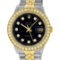 Rolex Mens 2 Tone 18K Black 2.5 ctw Diamond Datejust Wristwatch With Rolex Box &