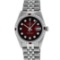 Rolex Mens Stainless Steel Red Vignette Diamond & Ruby Datejust Wristwatch