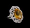 14KT White Gold 10.91 ctw Citrine and Diamond Ring