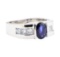 2.18 ctw Sapphire And Diamond Ring - 18KT White Gold