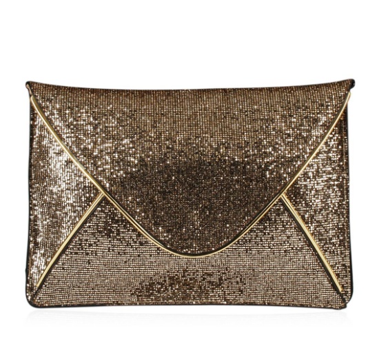 Black and Metallic Gold Evening Envelope Clutch