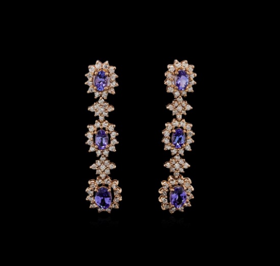 14KT Rose Gold 5.16 ctw Tanzanite and Diamond Earrings