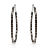 14k White Gold 1.00CTW Brown Diamonds Earrings, (SI1-SI2/Gold)