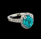 3.3 ctw Apatite and Diamond Ring - 14KT White Gold
