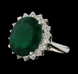 6.88 ctw Emerald and Diamond Ring - 14KT White Gold