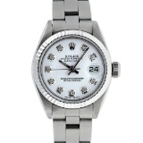 Rolex Ladies Stainless Steel White Diamond 26MM Oyster Band Datejust Wristwatch